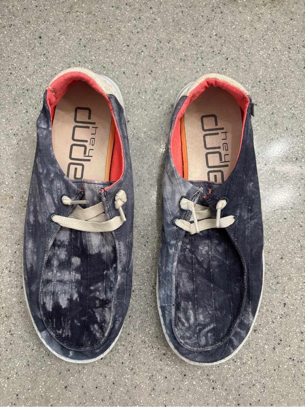 Hey Dude Men's Tie-Dye Canvas Slip-On in Navy with Orange Lining